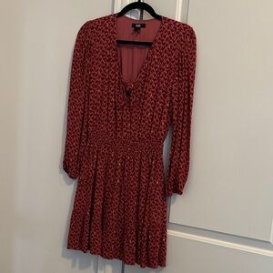 PAIGE Red Patterned Long Sleeve Dress